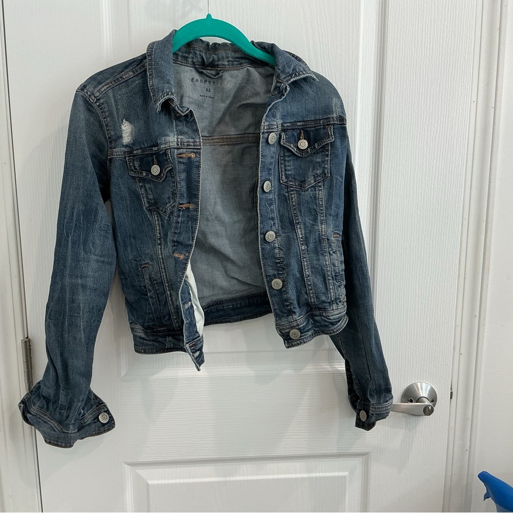 Aeropostale Distressed Blue Jean Jacket